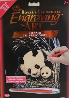 Obrázek z Škrabací obrázek měděný - panda s mládětem 